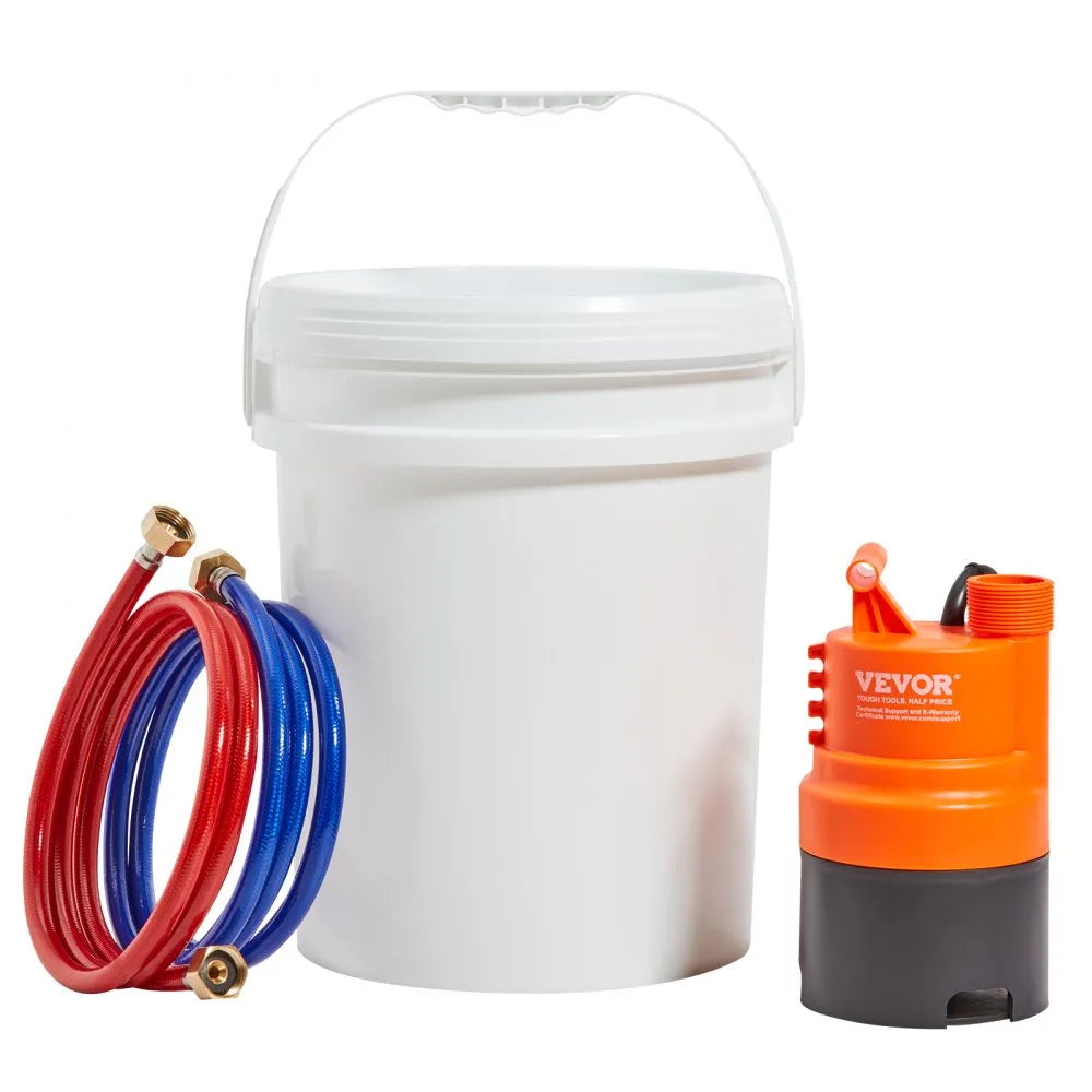 VEVOR Tankless Water Heater Flushing Kit, Includes Efficient Pump & 5 Gallon Pail & 2 Hoses & Descaling Powder, Wrench and Adapter for Quick Install Easy to Start, Water Heater Flush Kit