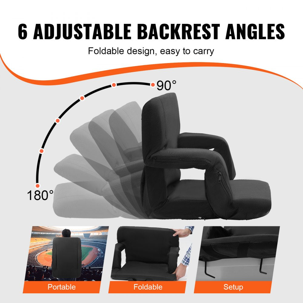 VEVOR Double Heated Stadium Seat with Back Support, 3 Level Heating Wide Bleacher Seat, Folding Portable Padded Reclining Chair with Hook Pocket Cupholder, Ideal for Sport Event Beach Camping Concert 