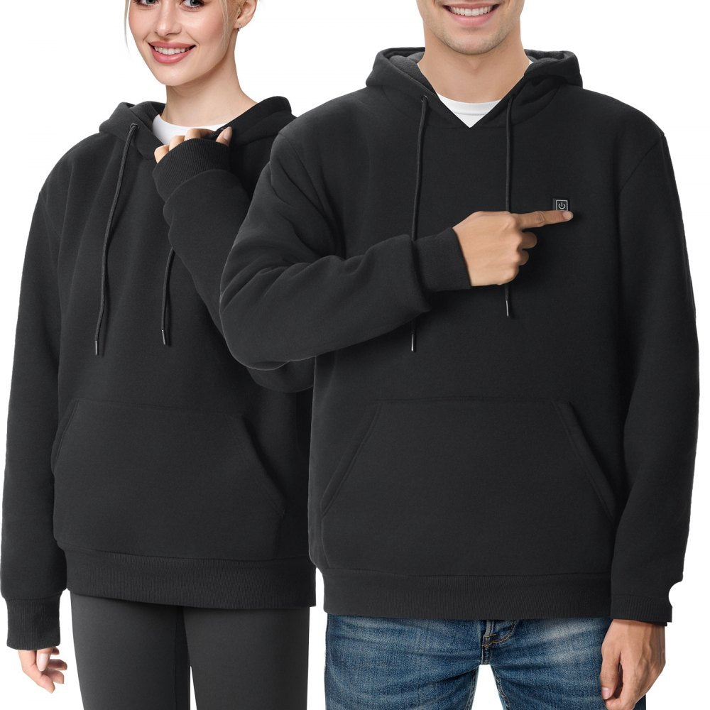 VEVOR Heated Hoodie Sweatshirt Unisex with Battery for Men & Women L Size Black 
