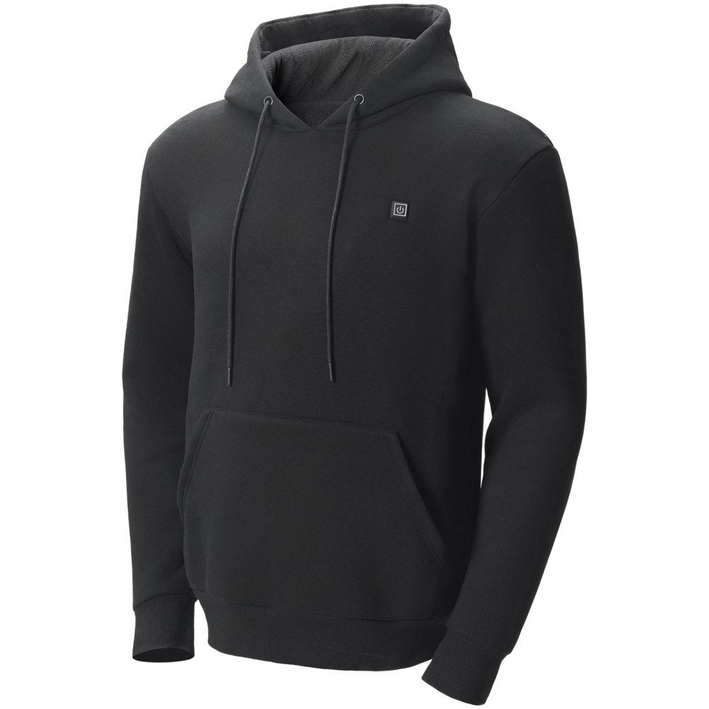 VEVOR Heated Hoodie Sweatshirt Unisex with Battery for Men & Women XL Size Black 