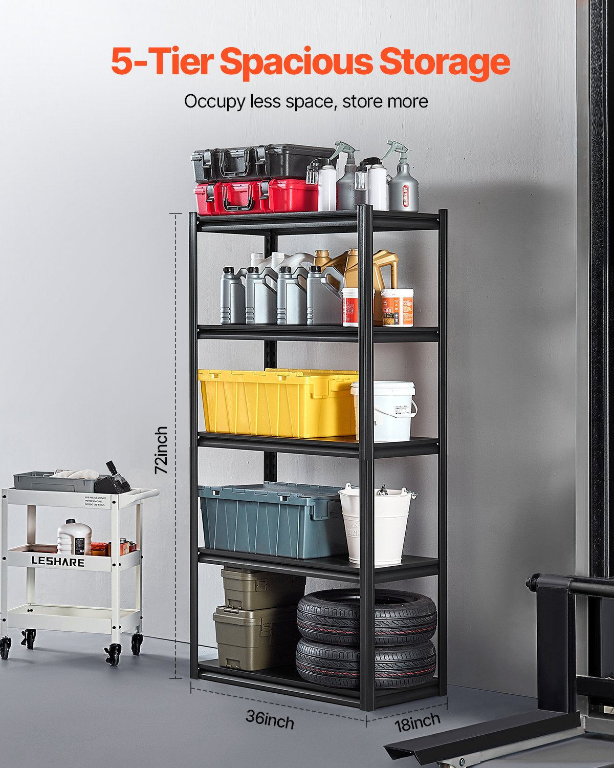VEVOR Storage Shelves 18" D x 36" W x 72" H 5-tier Garage Storage Shelving 