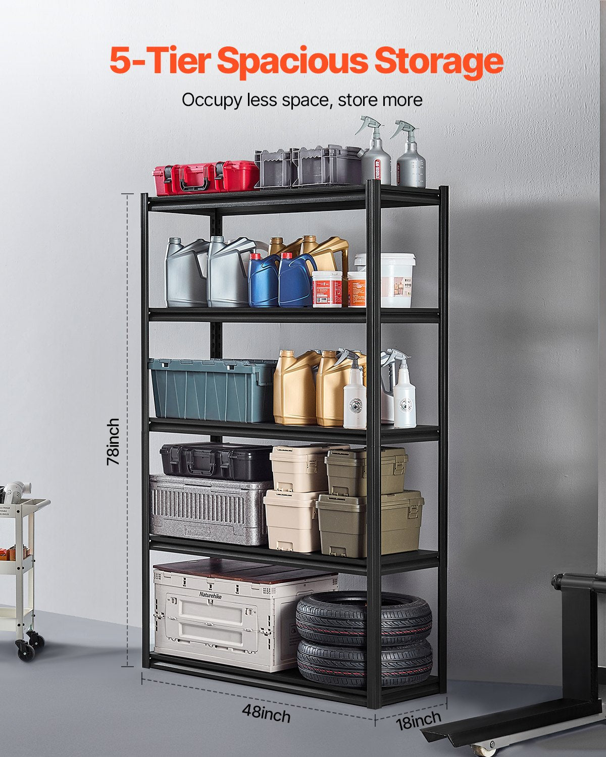VEVOR Storage Shelves 18" D x 48" W x 78" H 5-tier Garage Storage Shelving 