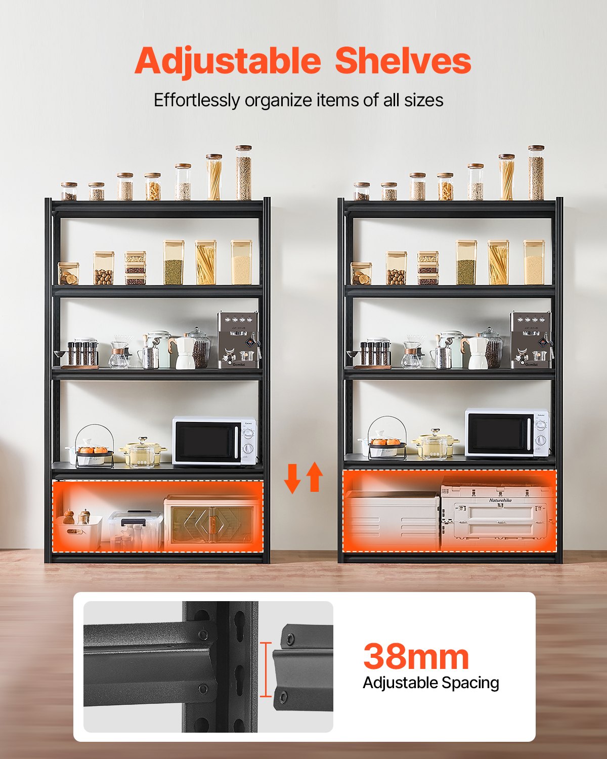 VEVOR Storage Shelves 18" D x 48" W x 78" H 5-tier Garage Storage Shelving 