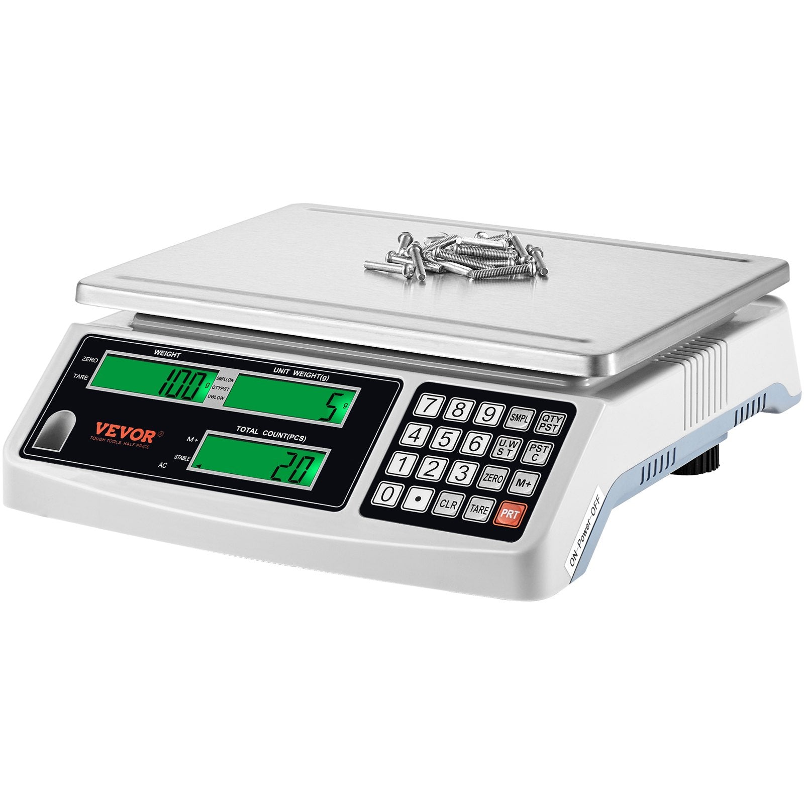 VEVOR Industrial Counting Scale, 15 kg x 0.5 g, Digital Scale for Parts and Coins, g/kg/lb Units, Electronic Gram Scale Inventory Counting Scale Kitchen Jewelry Scale with RS232 Port and 3 LCD Screens 