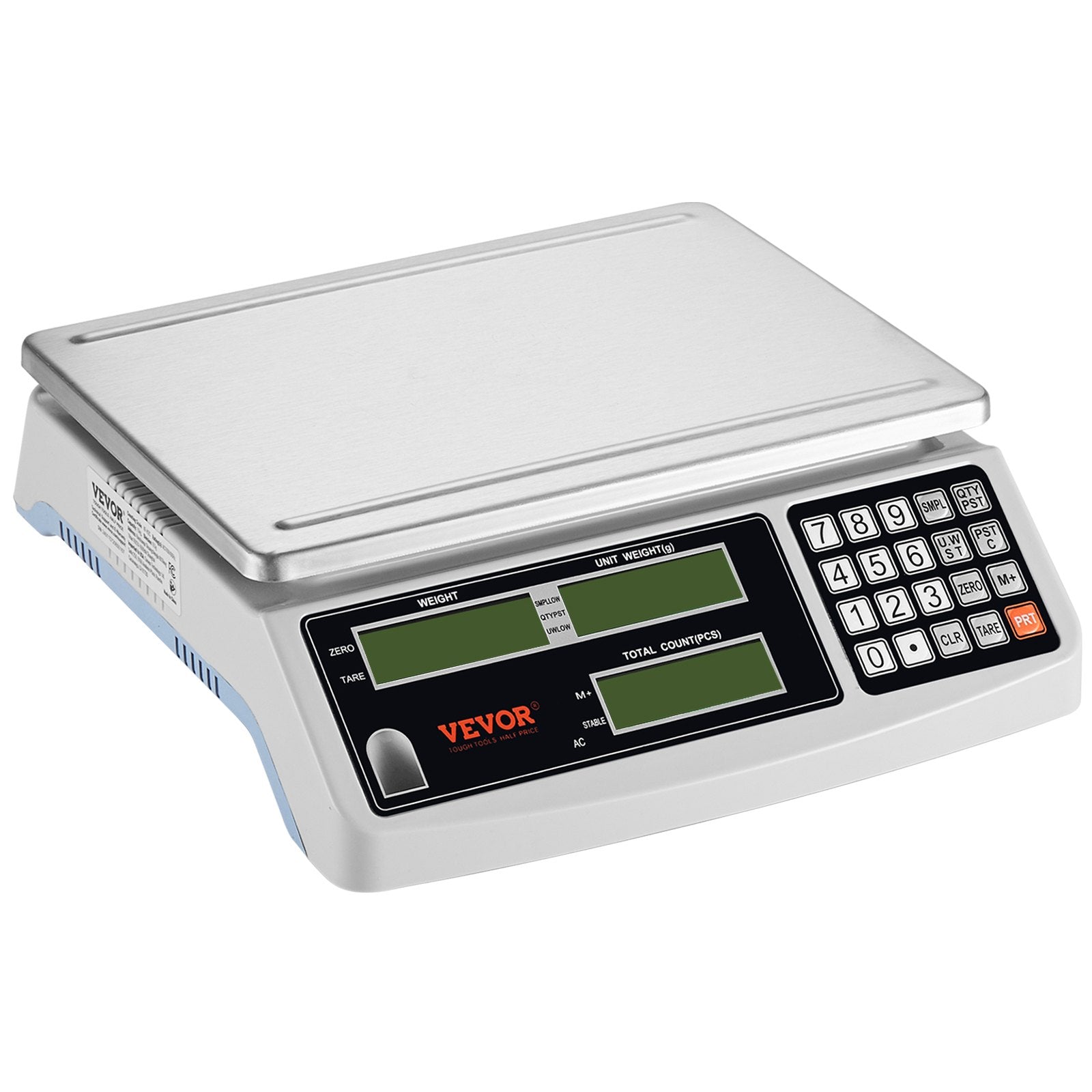 VEVOR Industrial Counting Scale, 15 kg x 0.5 g, Digital Scale for Parts and Coins, g/kg/lb Units, Electronic Gram Scale Inventory Counting Scale Kitchen Jewelry Scale with RS232 Port and 3 LCD Screens 