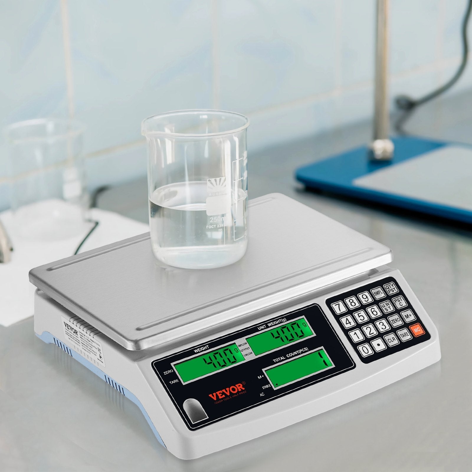 VEVOR Industrial Counting Scale, 30 kg x 1 g, Digital Scale for Parts and Coins, g/kg/lb Units, Electronic Gram Scale Inventory Piece Counting Scale Kitchen Jewelry Counting Scale with 3 LCD Screens 
