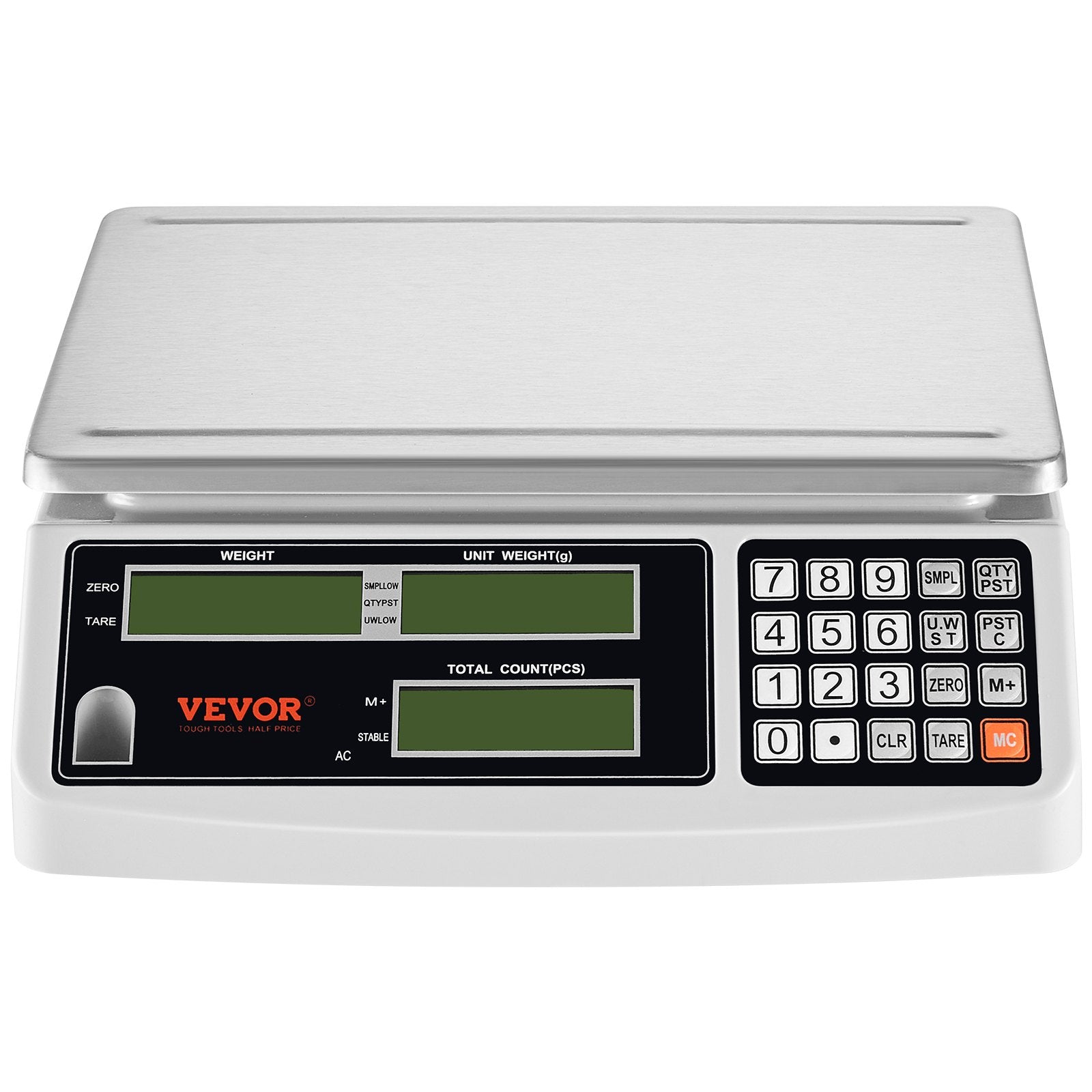 VEVOR Industrial Counting Scale, 30 kg x 1 g, Digital Scale for Parts and Coins, g/kg/lb Units, Electronic Gram Scale Inventory Piece Counting Scale Kitchen Jewelry Counting Scale with 3 LCD Screens 
