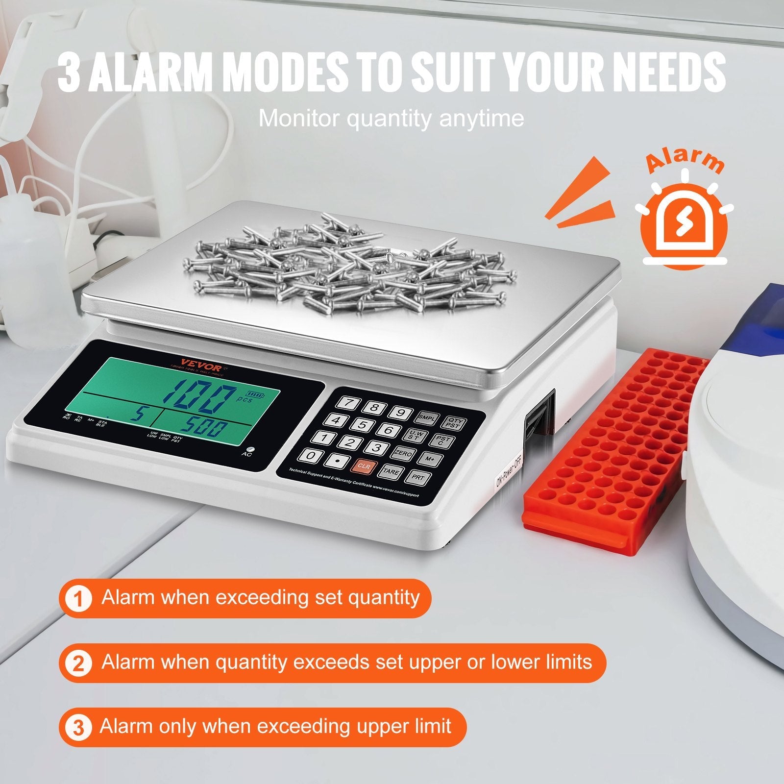 VEVOR Industrial Counting Scale, 30 kg x 1 g, Digital Scale for Parts and Coins, g/kg/lb Units, Electronic Gram Scale Inventory Counting Scale Kitchen Jewelry Scale with RS232 Port and LCD Screen 