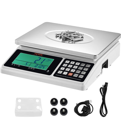 VEVOR Industrial Counting Scale, 30 kg x 1 g, Digital Scale for Parts and Coins, g/kg/lb Units, Electronic Gram Scale Inventory Counting Scale Kitchen Jewelry Scale with RS232 Port and LCD Screen 