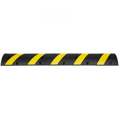 VEVOR 6 ft/72'' Rubber Speed Hump, 2 Channel, 22000 lbs Load Capacity Heavy Duty Traffic Speed Bump, with High Reflective Yellow Strip 4 Expansion Screws and 1 Drill, for Asphalt Concrete Gravel Roads 