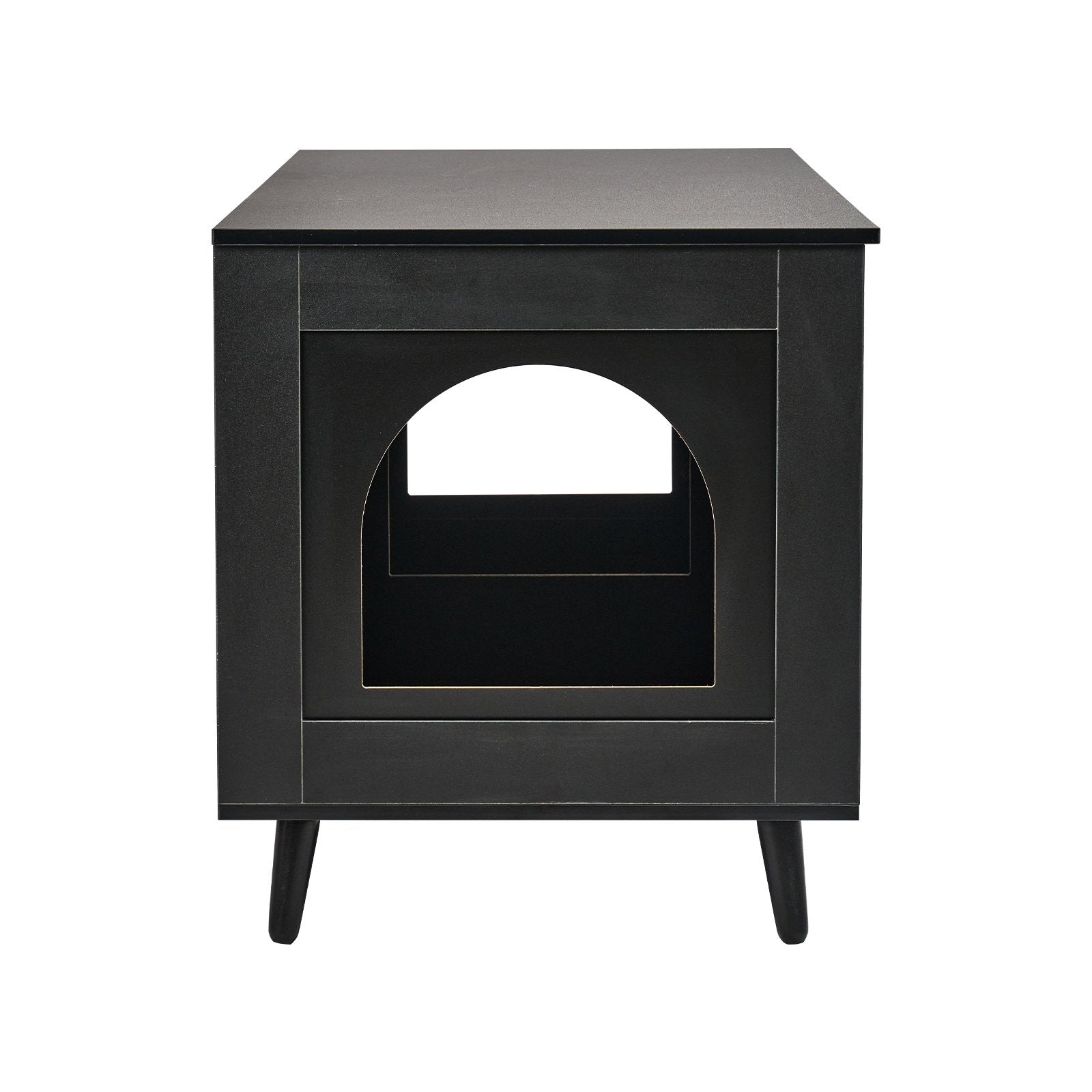 VEVOR Cat Litter Box Enclosure Wooden Litter Box Furniture Hidden 2 Rooms Black 
