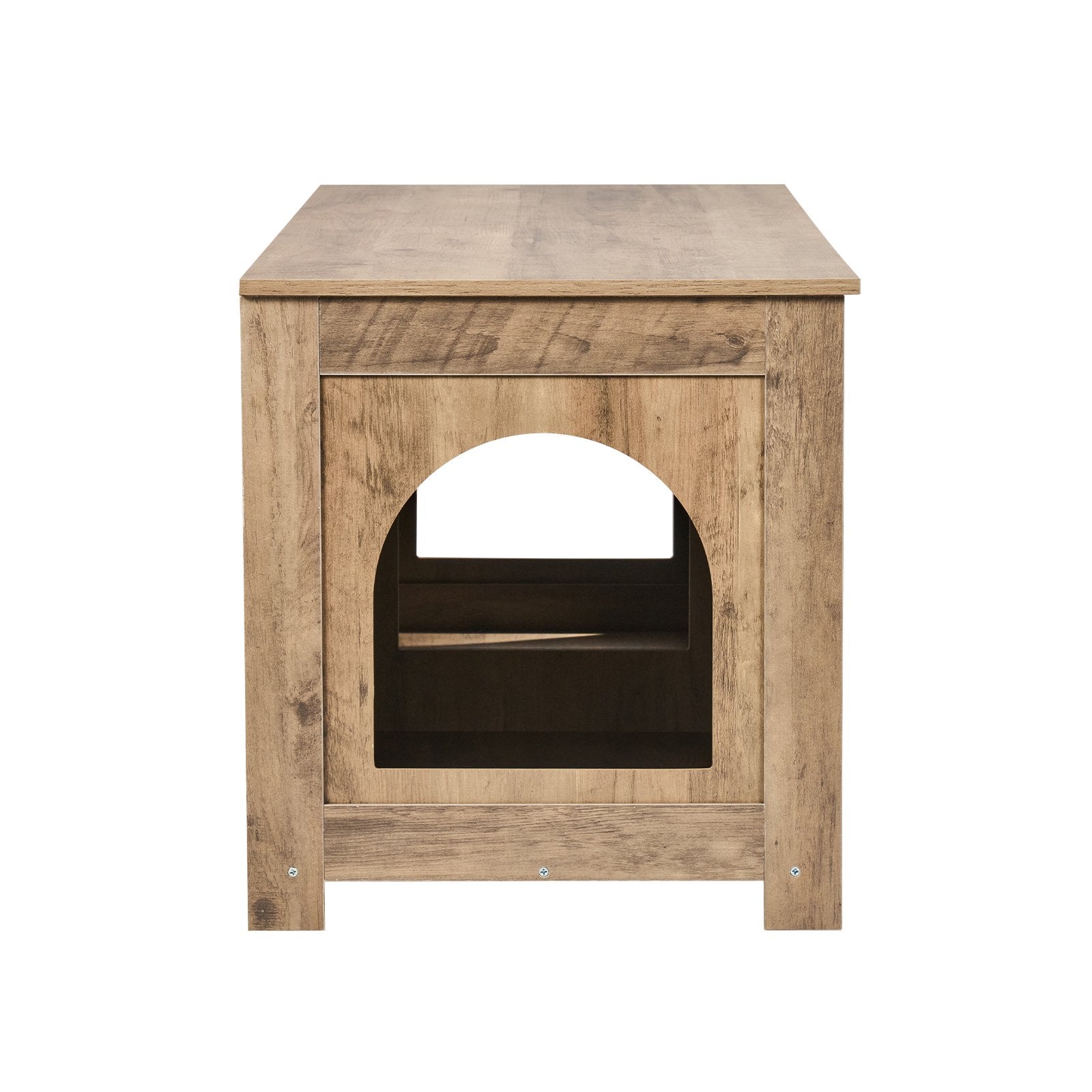 VEVOR Cat Litter Box Enclosure Wooden Litter Box Furniture Hidden 2 Rooms Greige 
