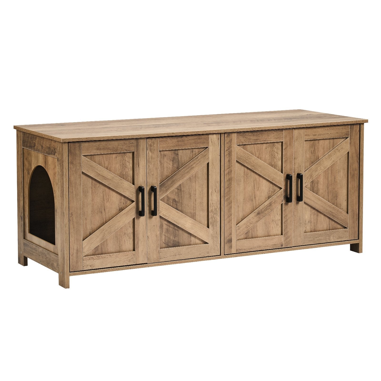 VEVOR Cat Litter Box Enclosure Wooden Litter Box Furniture Hidden 2 Rooms Greige 