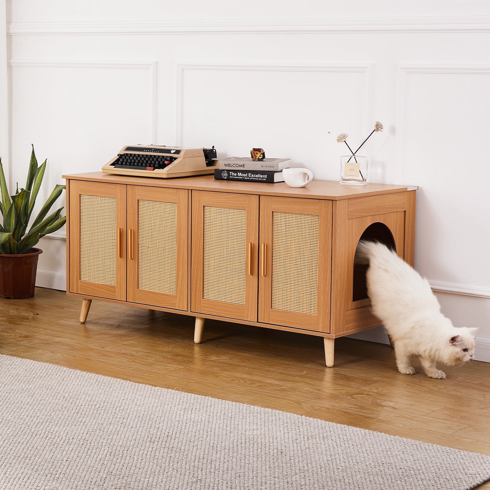 VEVOR Cat Litter Box Enclosure Wooden Litter Box Furniture Hidden for 2 Cats 