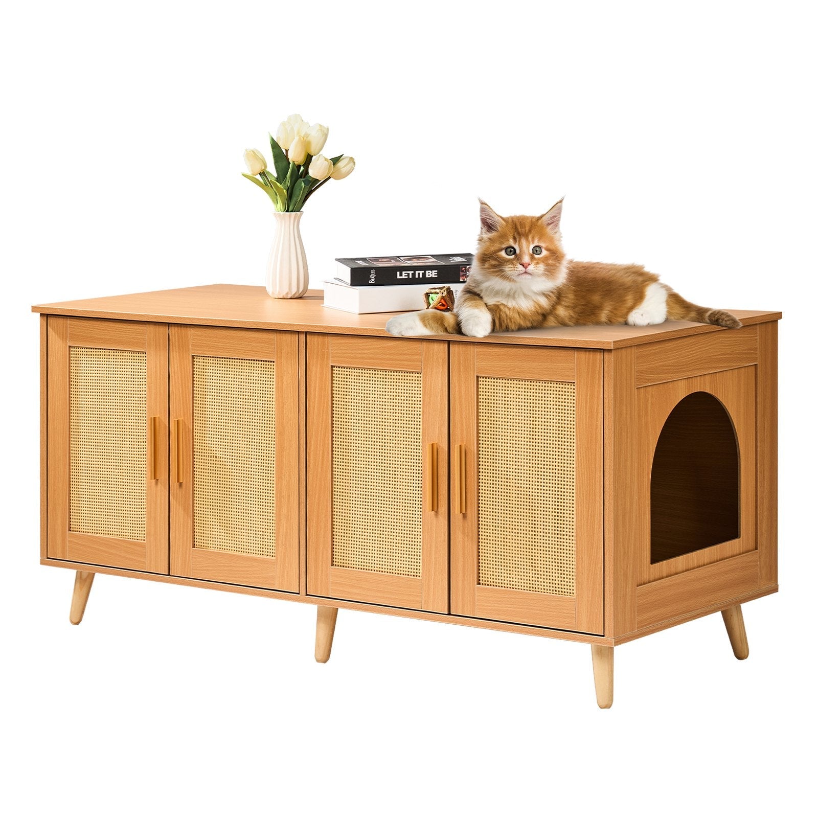 VEVOR Cat Litter Box Enclosure Wooden Litter Box Furniture Hidden for 2 Cats 