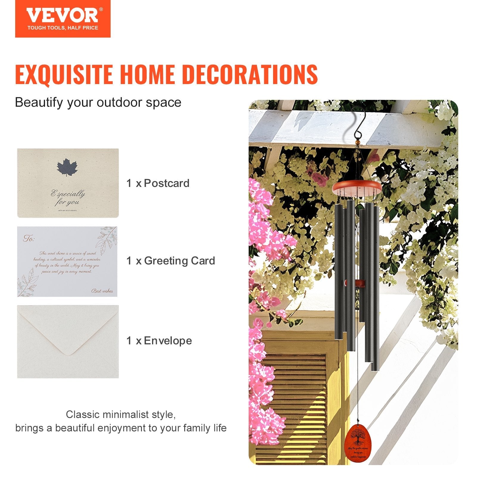 VEVOR Wind Chimes for Outside 41-Inch Aluminum Memorial Deep Tone Wind Chimes 