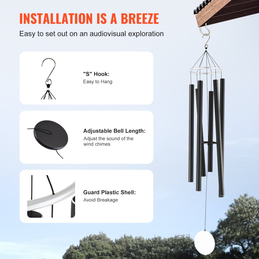 VEVOR Wind Chimes for Outside 66-Inch Aluminum Memorial Deep Tone Wind Chimes 