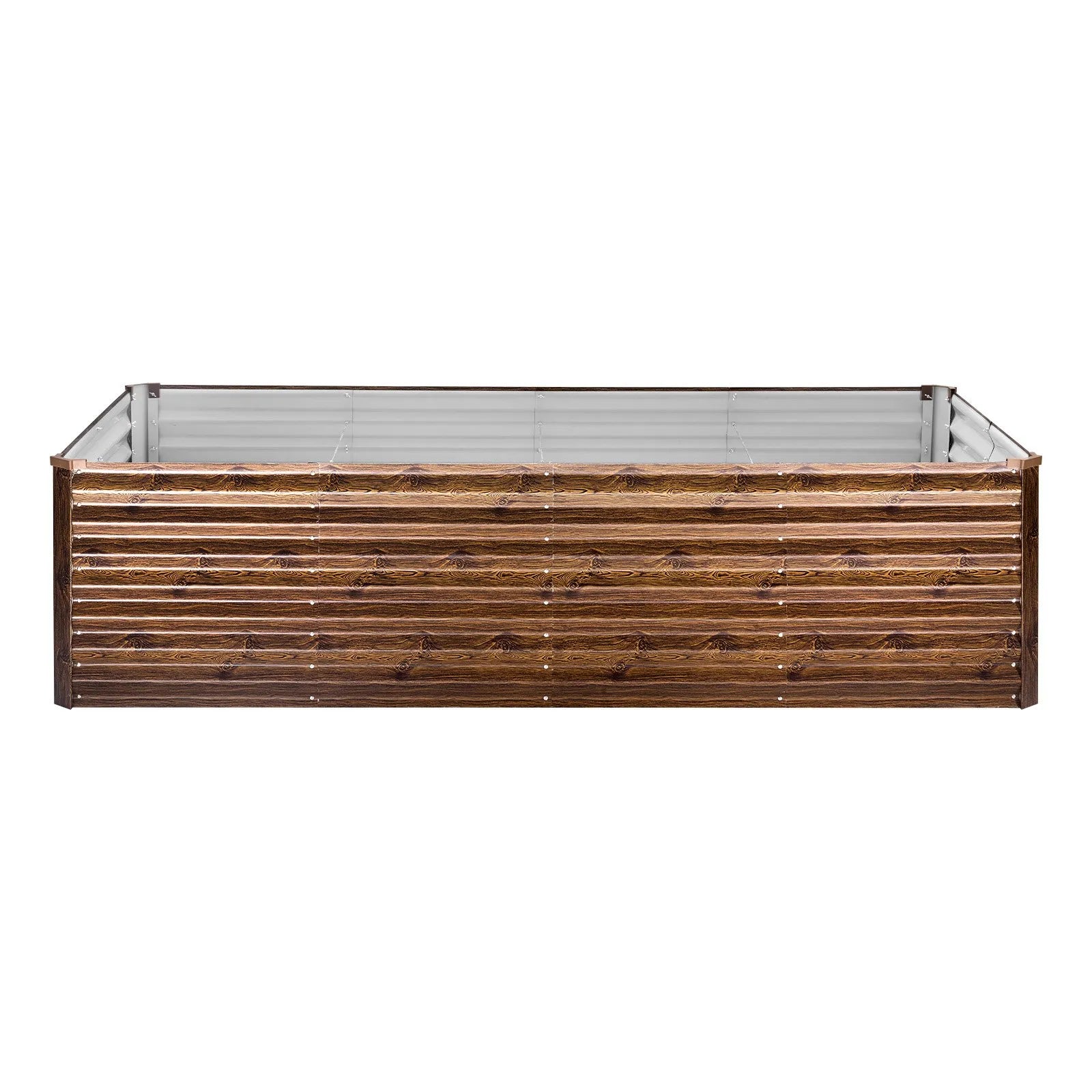 VEVOR 8 x 4 x 2 ft Galvanized Raised Garden Bed – Deep Wood Grain Finish