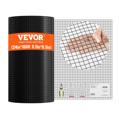 VEVOR Hardware Cloth, 24'' x 100' Galvanized Wire Mesh Roll, 19 Gauge Chicken Wire Fence Roll, Vinyl Coating Metal Wire Mesh for Chicken Coop Barrier, Rabbit Snake Fences, Poultry Enclosures 