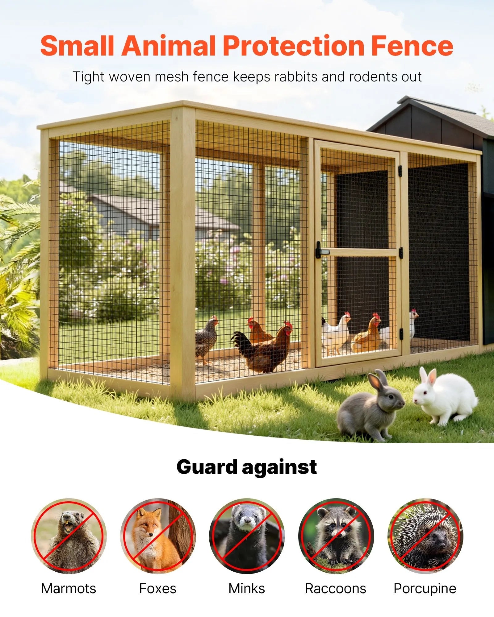 VEVOR Hardware Cloth 24 in x 25 ft, 2 x 3 in Mesh 16 Gauge Galvanized Wire Mesh Roll, Weather-Resistant Vinyl Coated Chicken Wire Fencing, Heavy Duty Welded Garden Plant Fencing for Rabbit Cage Snake 