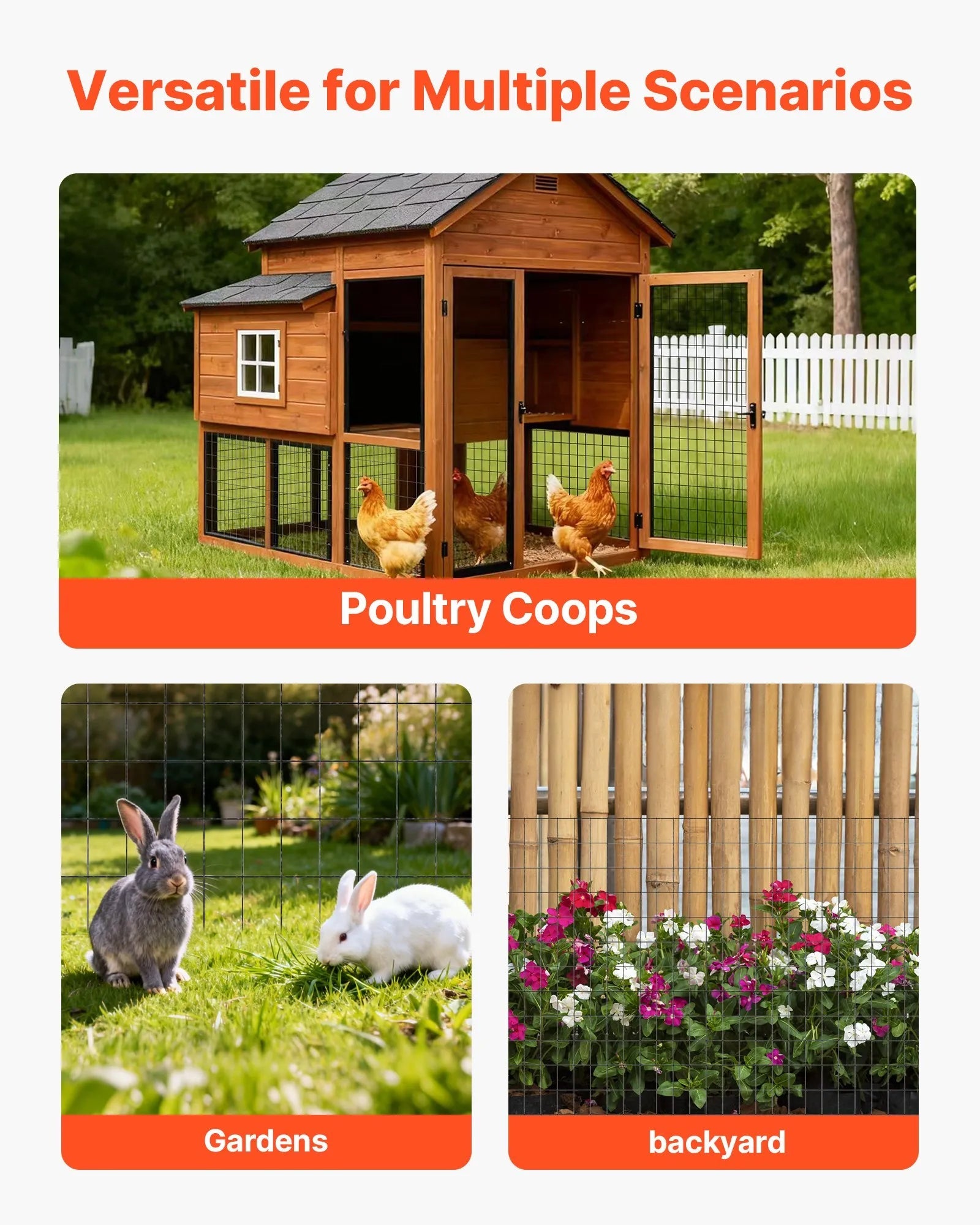 VEVOR Hardware Cloth 24 in x 25 ft, 2 x 3 in Mesh 16 Gauge Galvanized Wire Mesh Roll, Weather-Resistant Vinyl Coated Chicken Wire Fencing, Heavy Duty Welded Garden Plant Fencing for Rabbit Cage Snake 