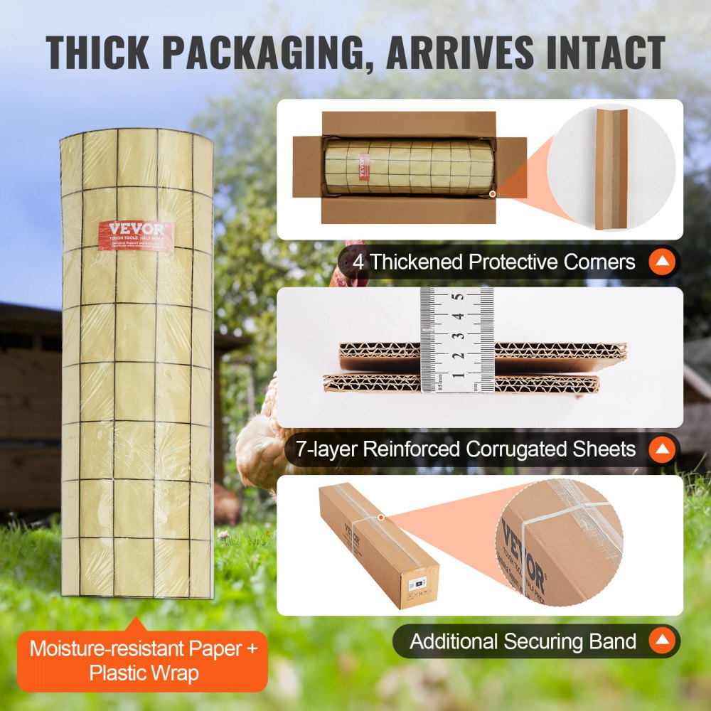 VEVOR Hardware Cloth, 24'' x 50' Galvanized Wire Mesh Roll, 16 Gauge Chicken Wire Fence Roll, Vinyl Coating Metal Wire Mesh for Chicken Coop Barrier, Rabbit Snake Fences, Poultry Enclosures 