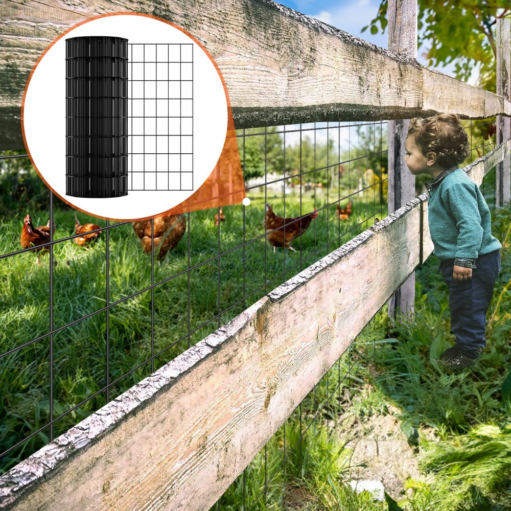 VEVOR Hardware Cloth, 24'' x 50' Galvanized Wire Mesh Roll, 16 Gauge Chicken Wire Fence Roll, Vinyl Coating Metal Wire Mesh for Chicken Coop Barrier, Rabbit Snake Fences, Poultry Enclosures 