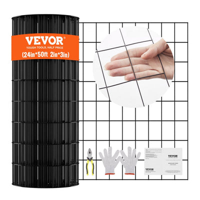 VEVOR Hardware Cloth, 24'' x 50' Galvanized Wire Mesh Roll, 16 Gauge Chicken Wire Fence Roll, Vinyl Coating Metal Wire Mesh for Chicken Coop Barrier, Rabbit Snake Fences, Poultry Enclosures 
