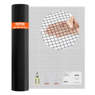 VEVOR Hardware Cloth, 48'' x 50' Galvanized Wire Mesh Roll, 19 Gauge Chicken Wire Fence Roll, Vinyl Coating Metal Wire Mesh for Chicken Coop Barrier, Rabbit Snake Fences, Poultry Enclosures 