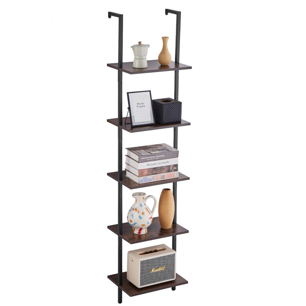VEVOR Industrial Square Pipe Shelf 5 Tier 15.6x11.8in Wall-Mount for Bedroom 