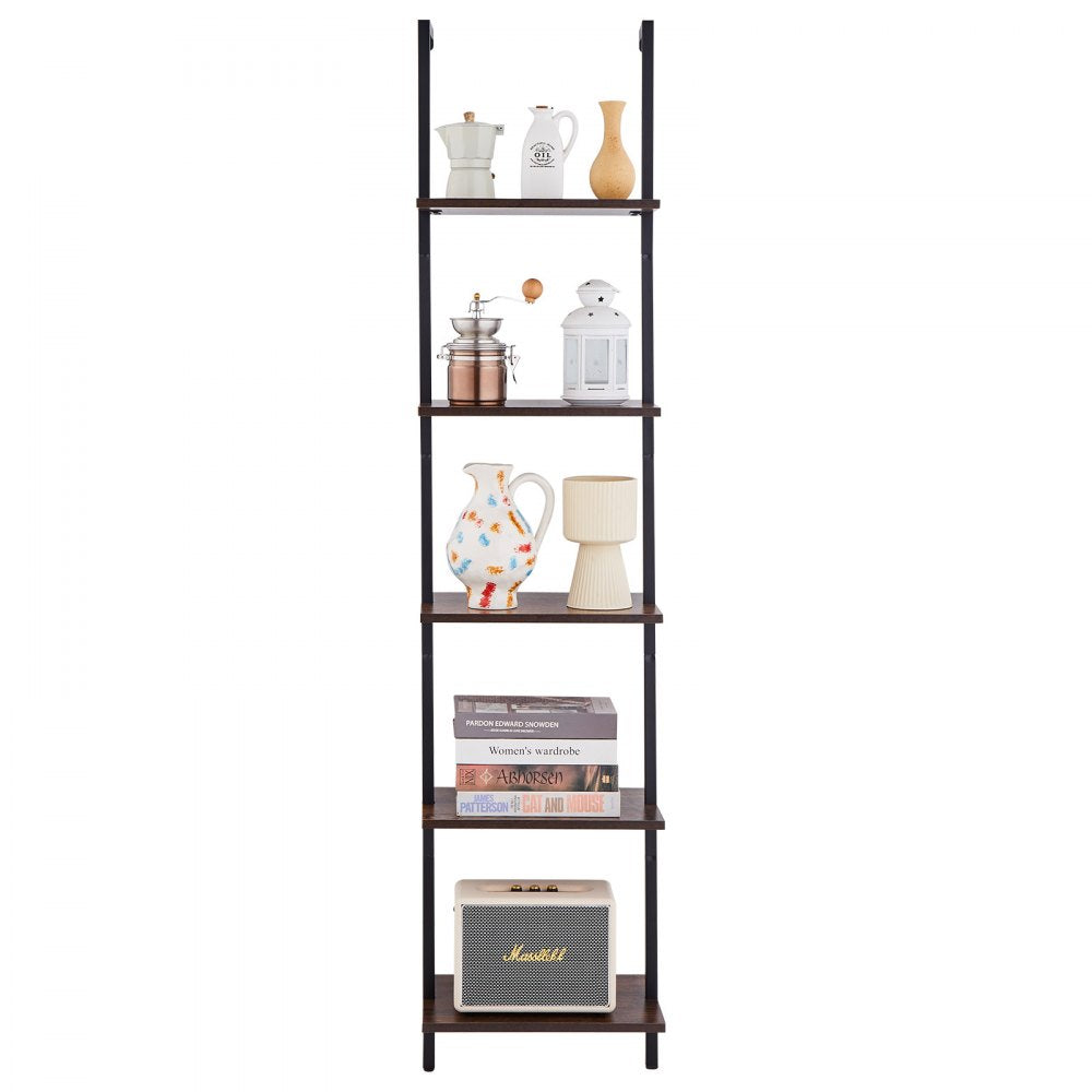 VEVOR Industrial Square Pipe Shelf 5 Tier 15.6x11.8in Wall-Mount for Bedroom 
