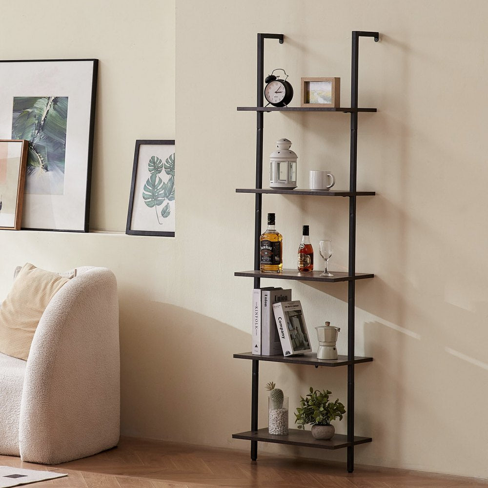 VEVOR Industrial Square Pipe Shelf 5 Tier 17.3x11.8in Wall-Mount for Bedroom 