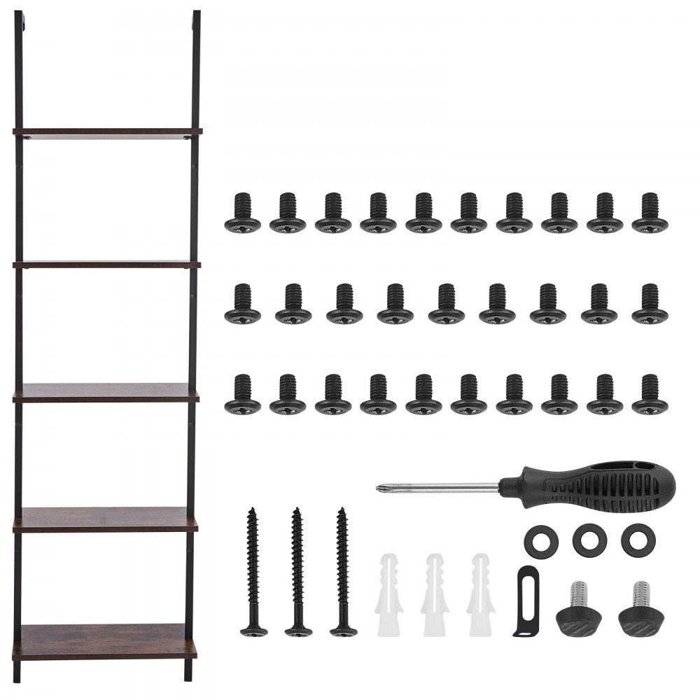 VEVOR Industrial Square Pipe Shelf 5 Tier 17.3x11.8in Wall-Mount for Bedroom 