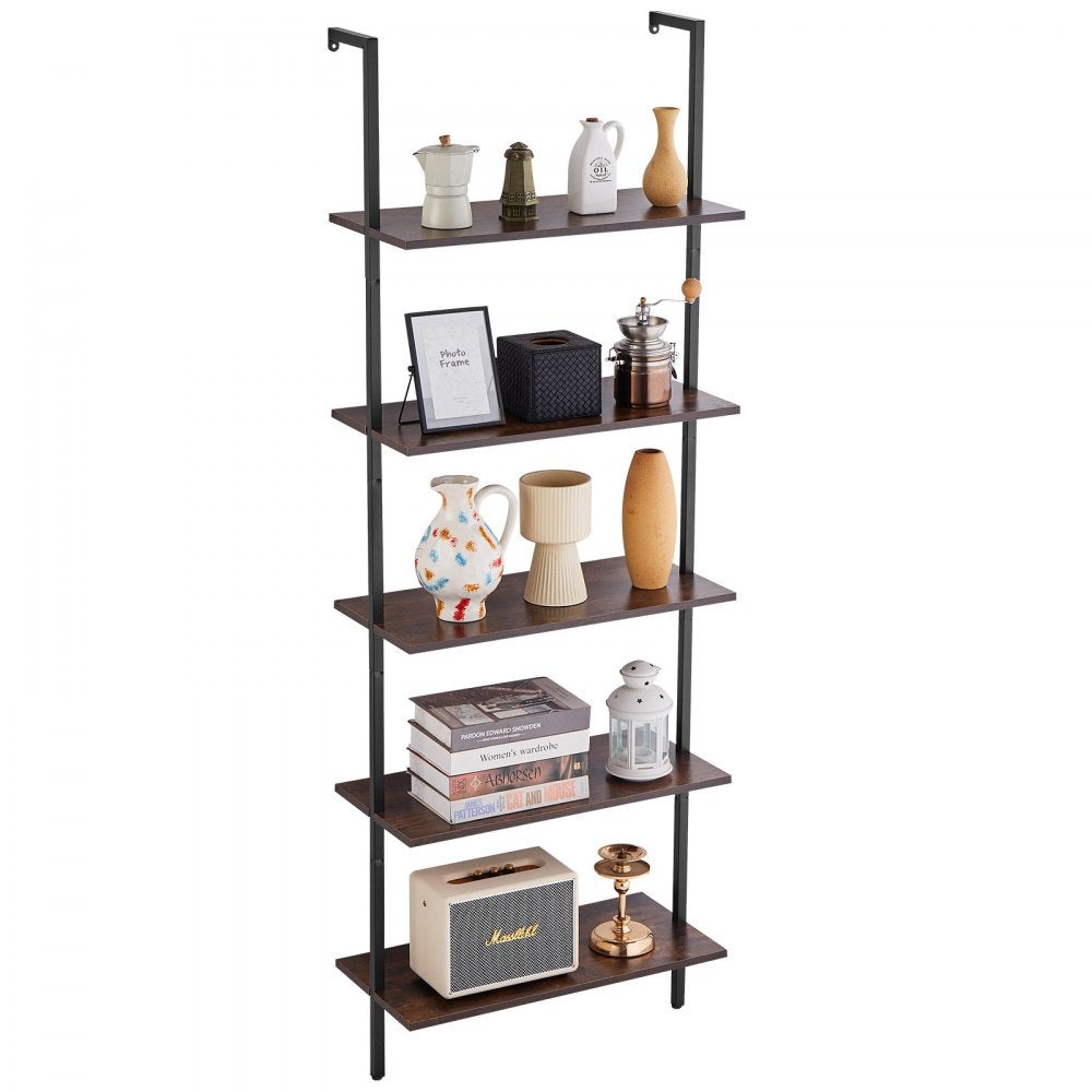 VEVOR Industrial Square Pipe Shelf 5 Tier 24x11.8in Wall-Mount for Bedroom 