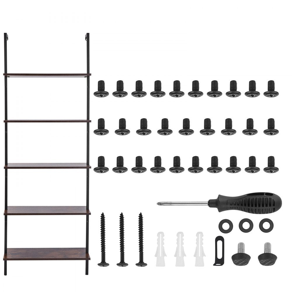 VEVOR Industrial Square Pipe Shelf 5 Tier 24x11.8in Wall-Mount for Bedroom 