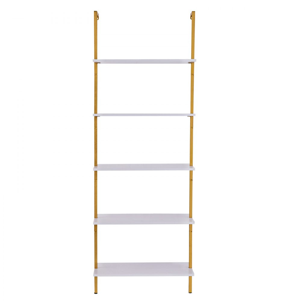 VEVOR Industrial Square Pipe Shelf 5 Tier 24x11.8in Wall-Mount Gold White 