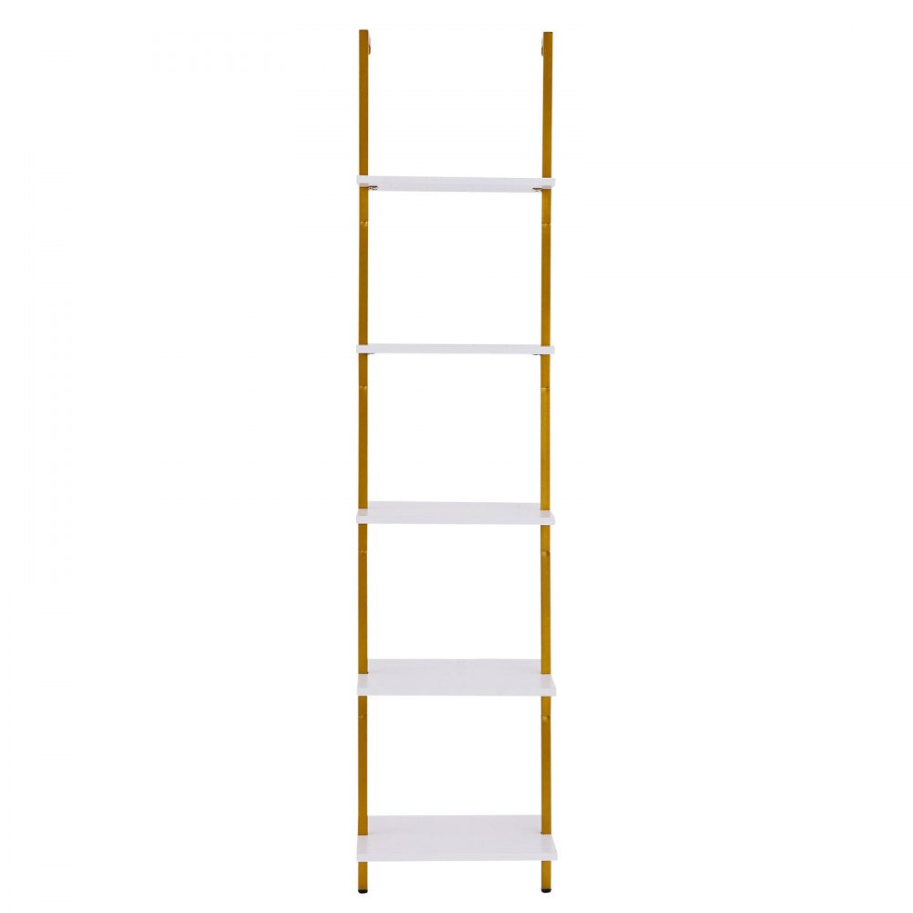 VEVOR Industrial Square Pipe Shelf 5 Tier 15.6x11.8in Wall-Mount Gold White 