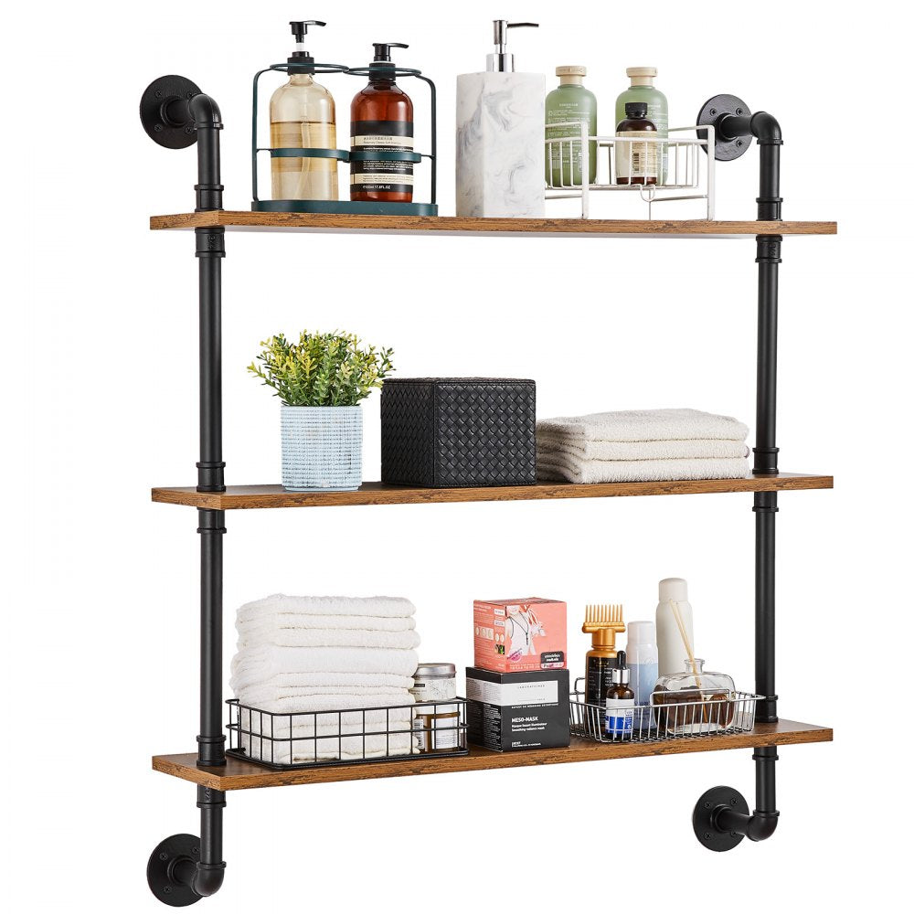 VEVOR Industrial Pipe Shelf 3 Tier 32x7.87in Wall-Mount for Kitchen Bedroom 