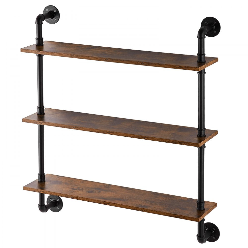 VEVOR Industrial Pipe Shelf 3 Tier 32x7.87in Wall-Mount for Kitchen Bedroom 
