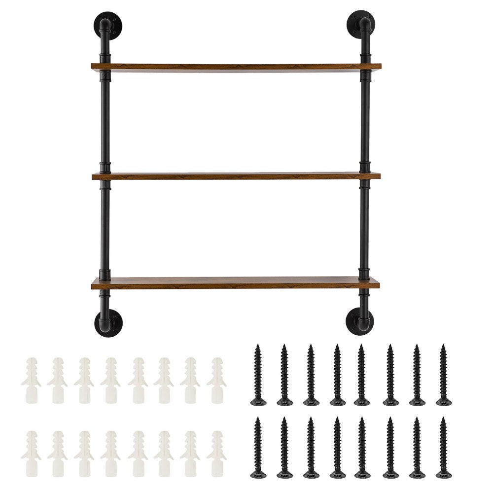 VEVOR Industrial Pipe Shelf 3 Tier 32x7.87in Wall-Mount for Kitchen Bedroom 