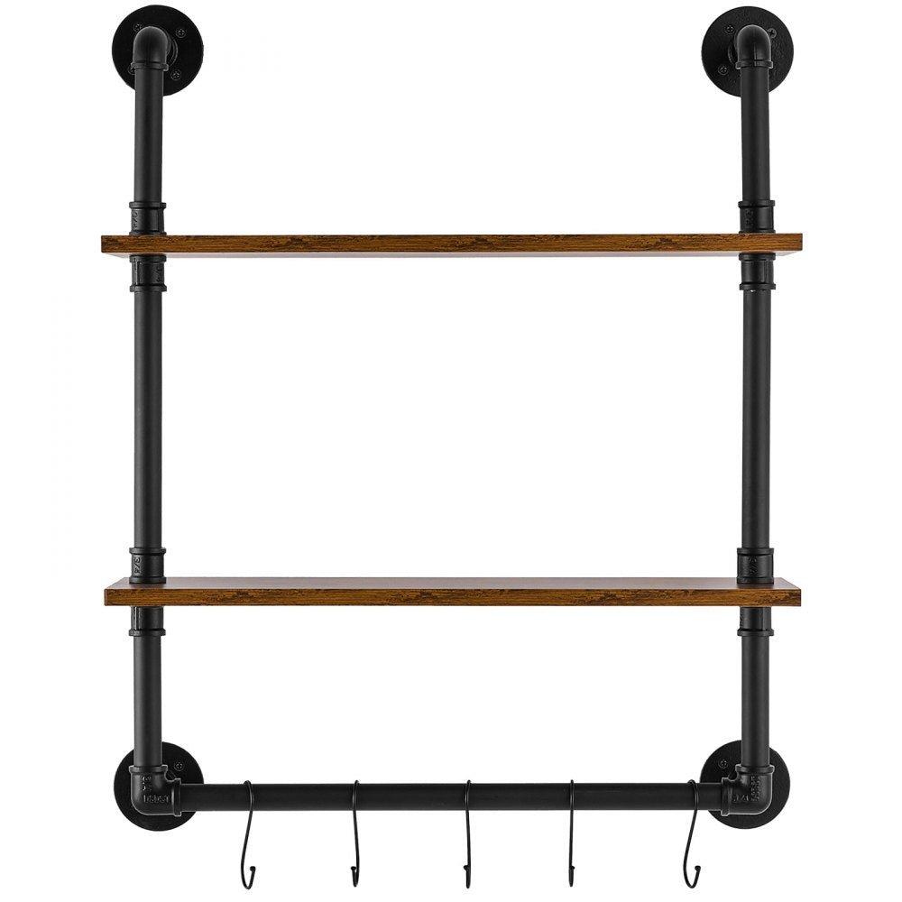 VEVOR Industrial Pipe Shelf 2 Tier 24x7.87in Wall-Mount for Kitchen Bedroom 