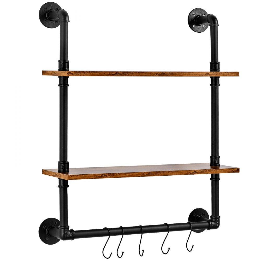 VEVOR Industrial Pipe Shelf 2 Tier 24x7.87in Wall-Mount for Kitchen Bedroom 