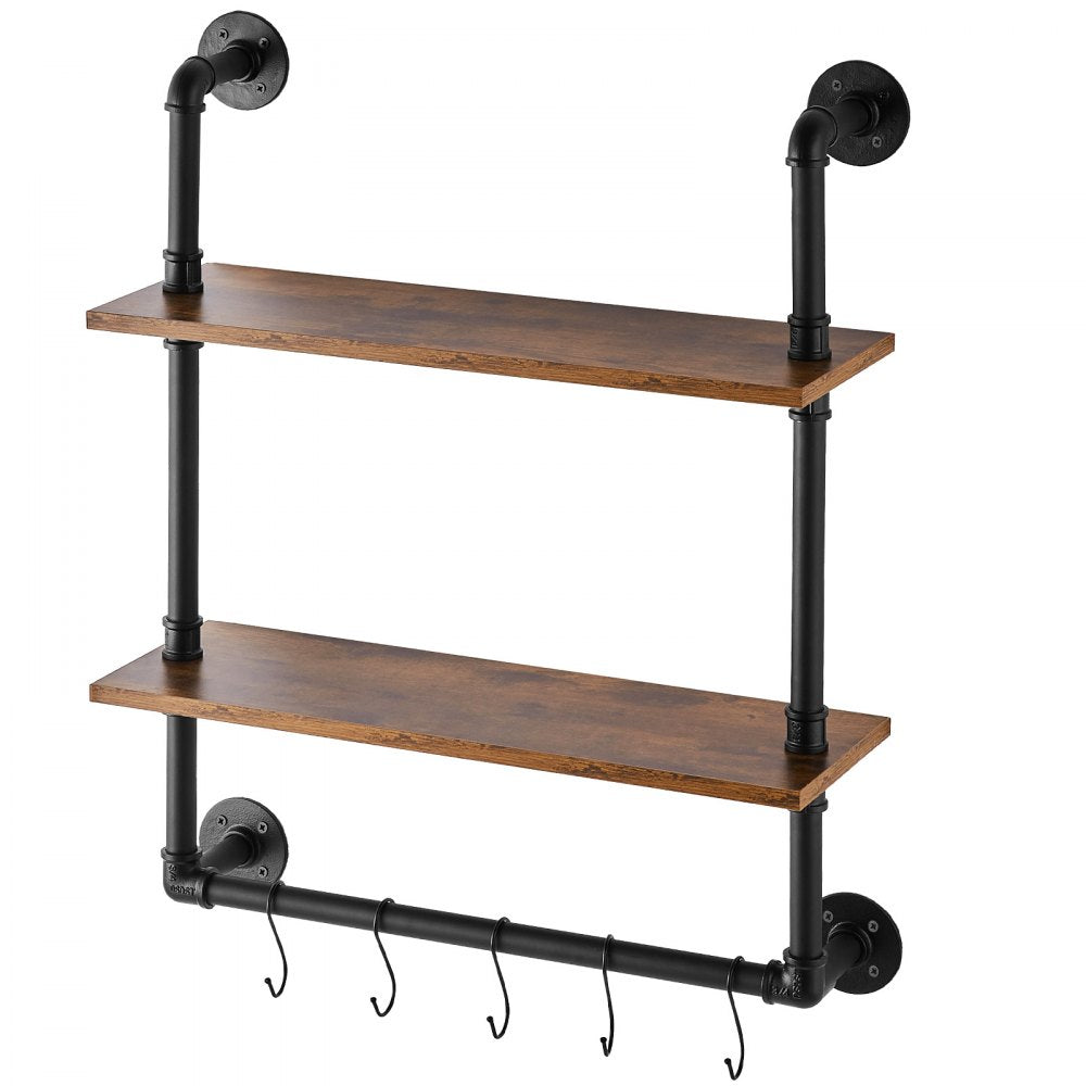 VEVOR Industrial Pipe Shelf 2 Tier 24x7.87in Wall-Mount for Kitchen Bedroom 