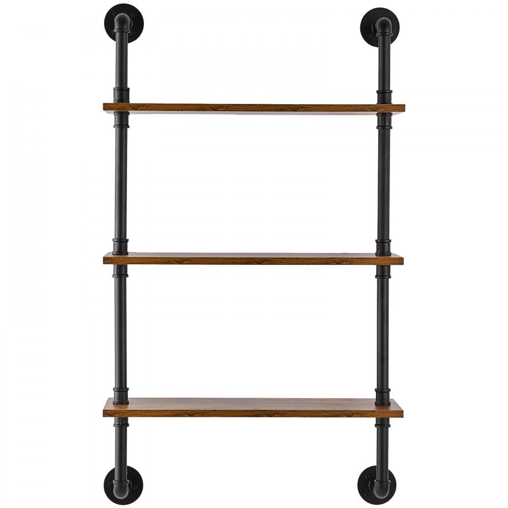 VEVOR Industrial Pipe Shelf 3 Tier 24x7.87in Wall-Mount for Kitchen Bedroom 