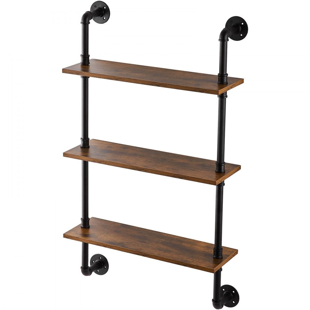 VEVOR Industrial Pipe Shelf 3 Tier 24x7.87in Wall-Mount for Kitchen Bedroom 