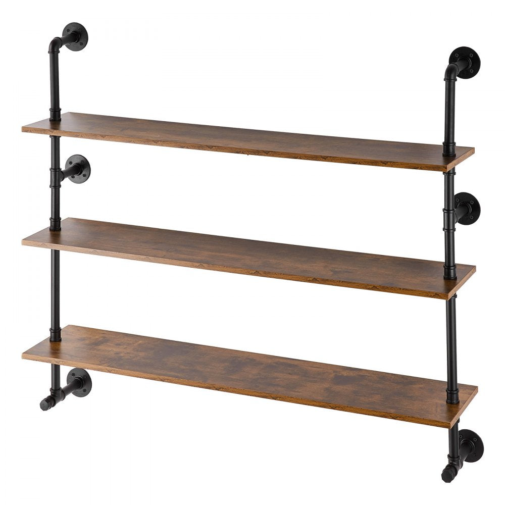 VEVOR Industrial Pipe Shelf 3 Tier 48x9.84in Wall-Mount for Kitchen Bedroom 