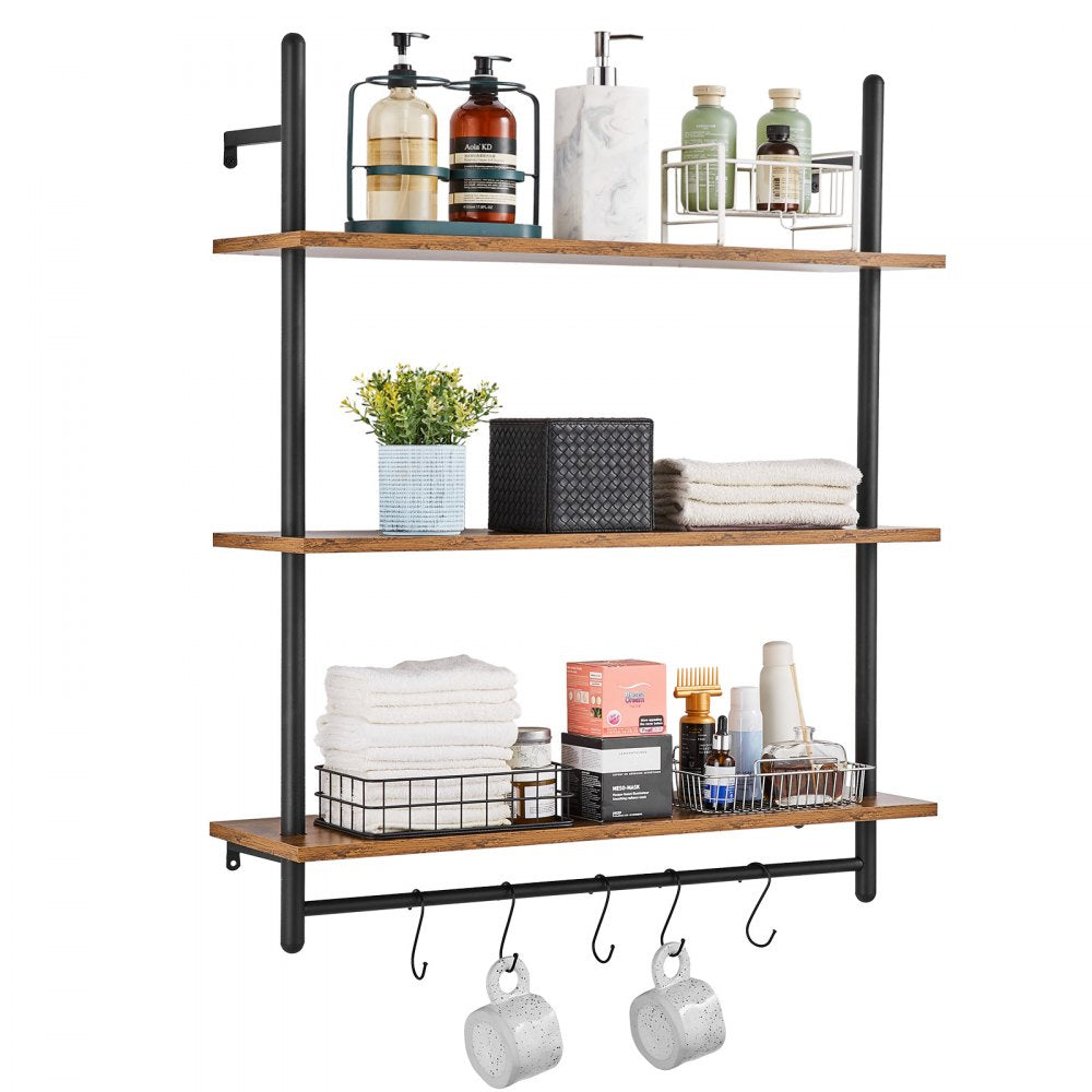 VEVOR Industrial Pipe Shelf 3 Tier 32x9.84in Wall-Mount for Kitchen Bedroom 