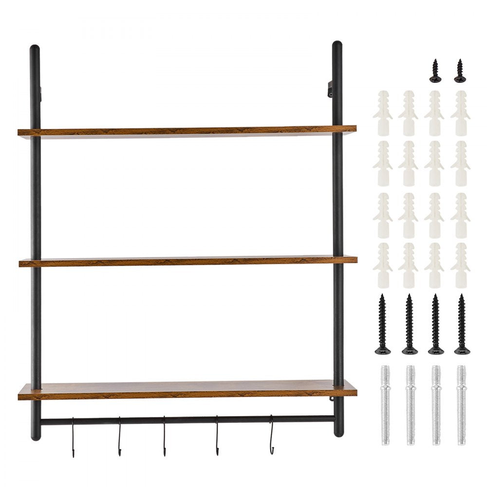 VEVOR Industrial Pipe Shelf 3 Tier 32x9.84in Wall-Mount for Kitchen Bedroom 