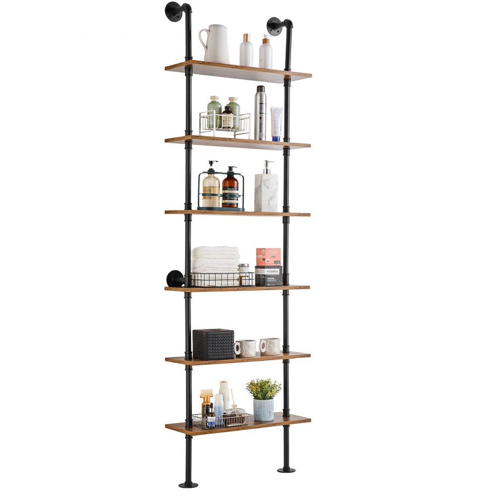 VEVOR Industrial Pipe Shelf 6 Tier 24x9.84in Wall-Mount for Kitchen Bedroom 