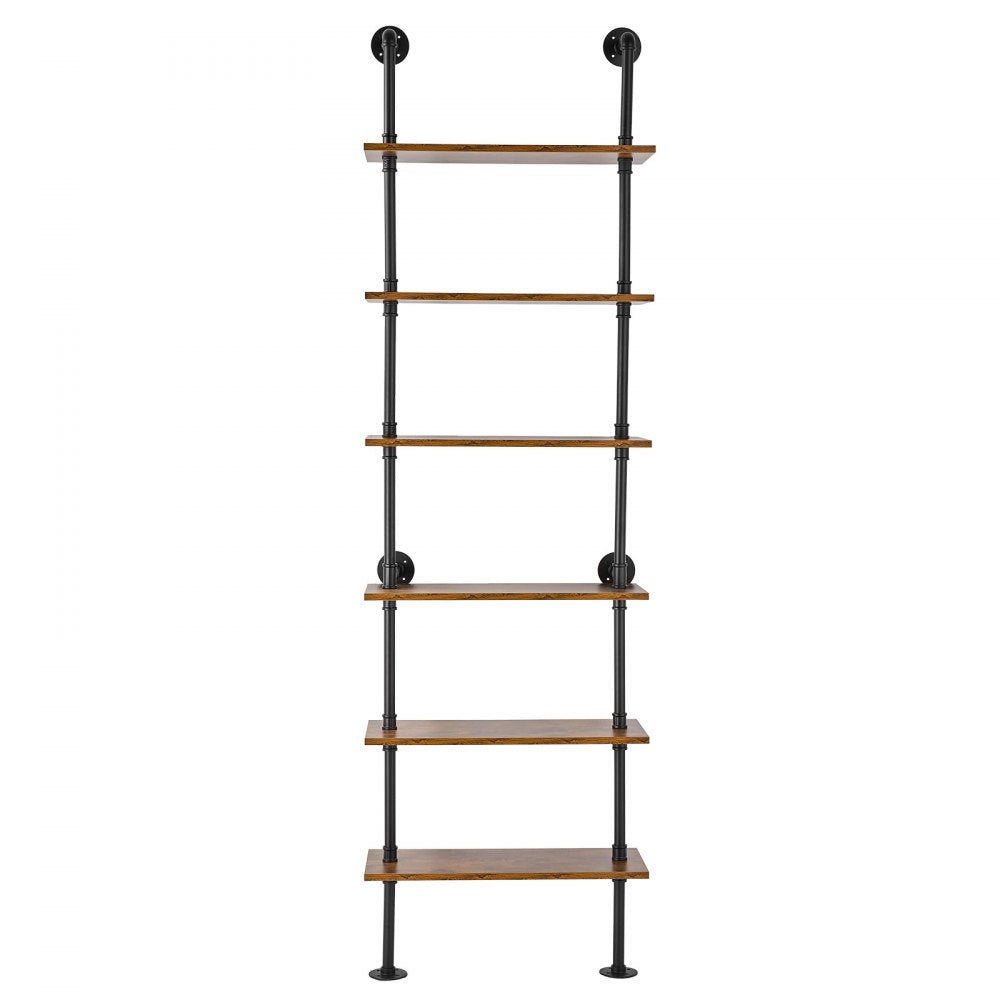 VEVOR Industrial Pipe Shelf 6 Tier 24x9.84in Wall-Mount for Kitchen Bedroom 